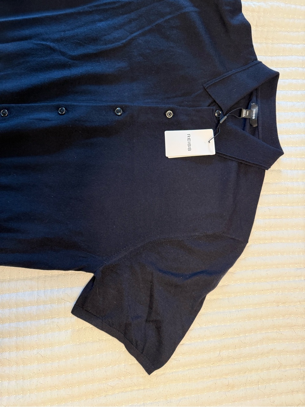 Reiss Men's Navy Short-Sleeve Button-Down Shirt